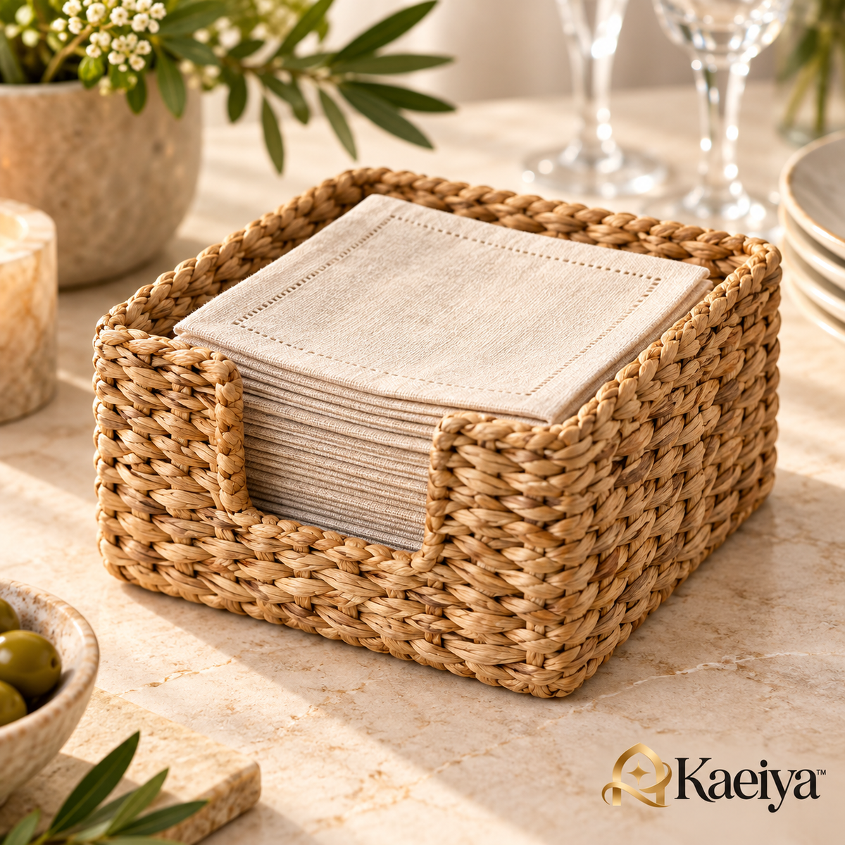 Kaeiya™ Woven Cocktail Napkin Holder — branded hero