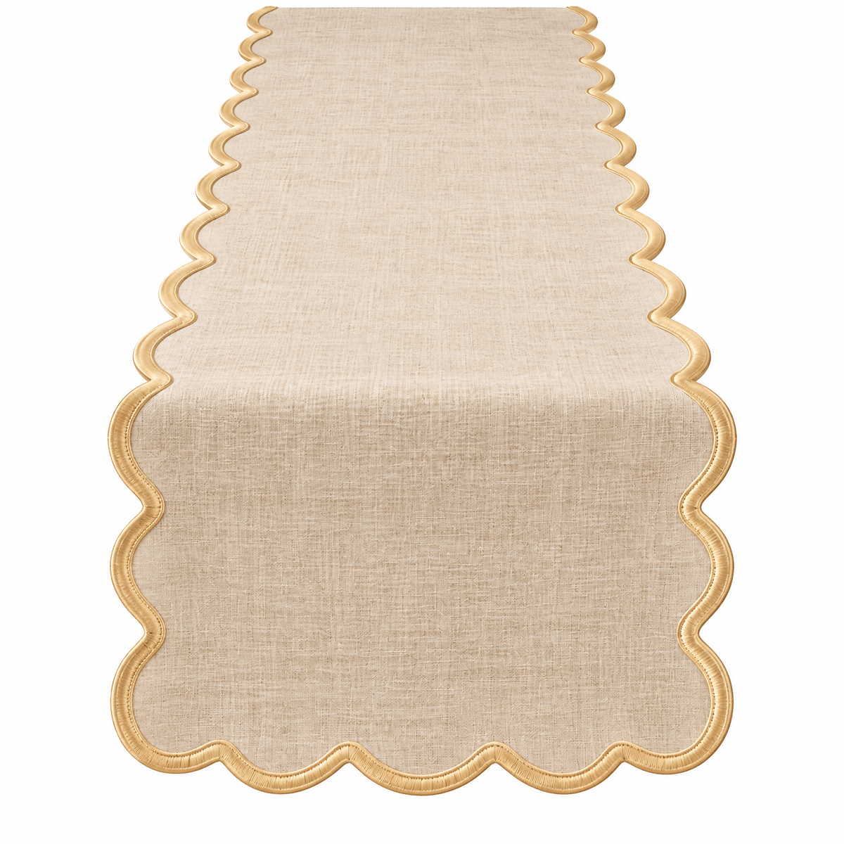 Kaeiya™ Scalloped Linen Party Table Runner — styled setting