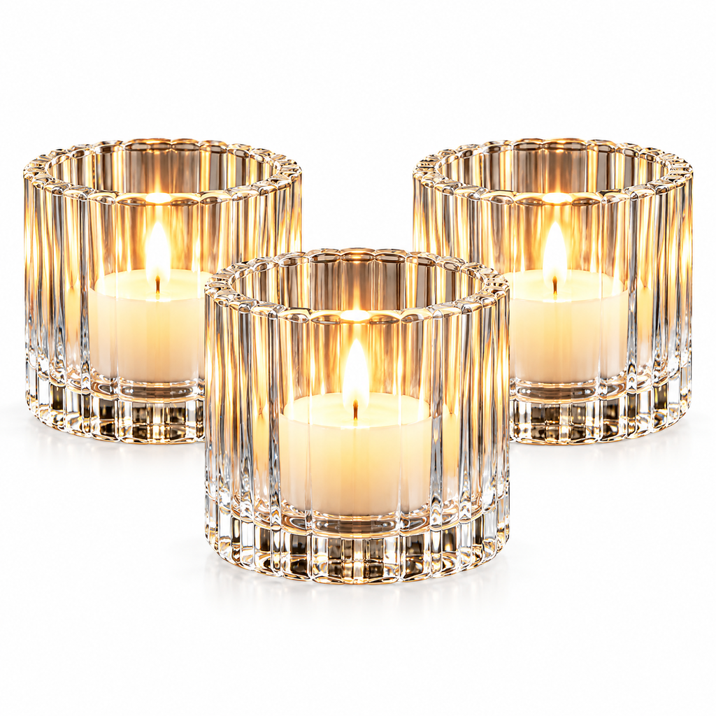 Kaeiya™ Ribbed Glass Votive Holder Set — product view