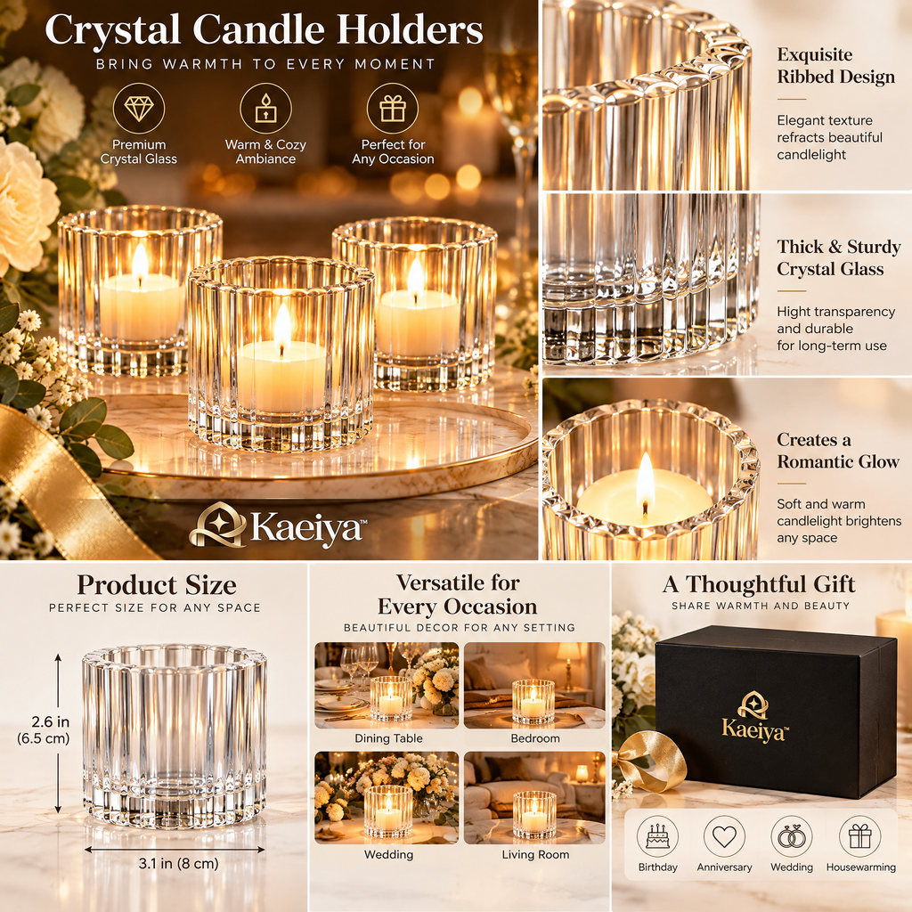 Kaeiya™ Ribbed Glass Votive Holder Set — styled setting