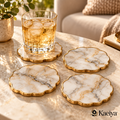 Kaeiya™ Marble-Look Scalloped Coaster Set — branded hero
