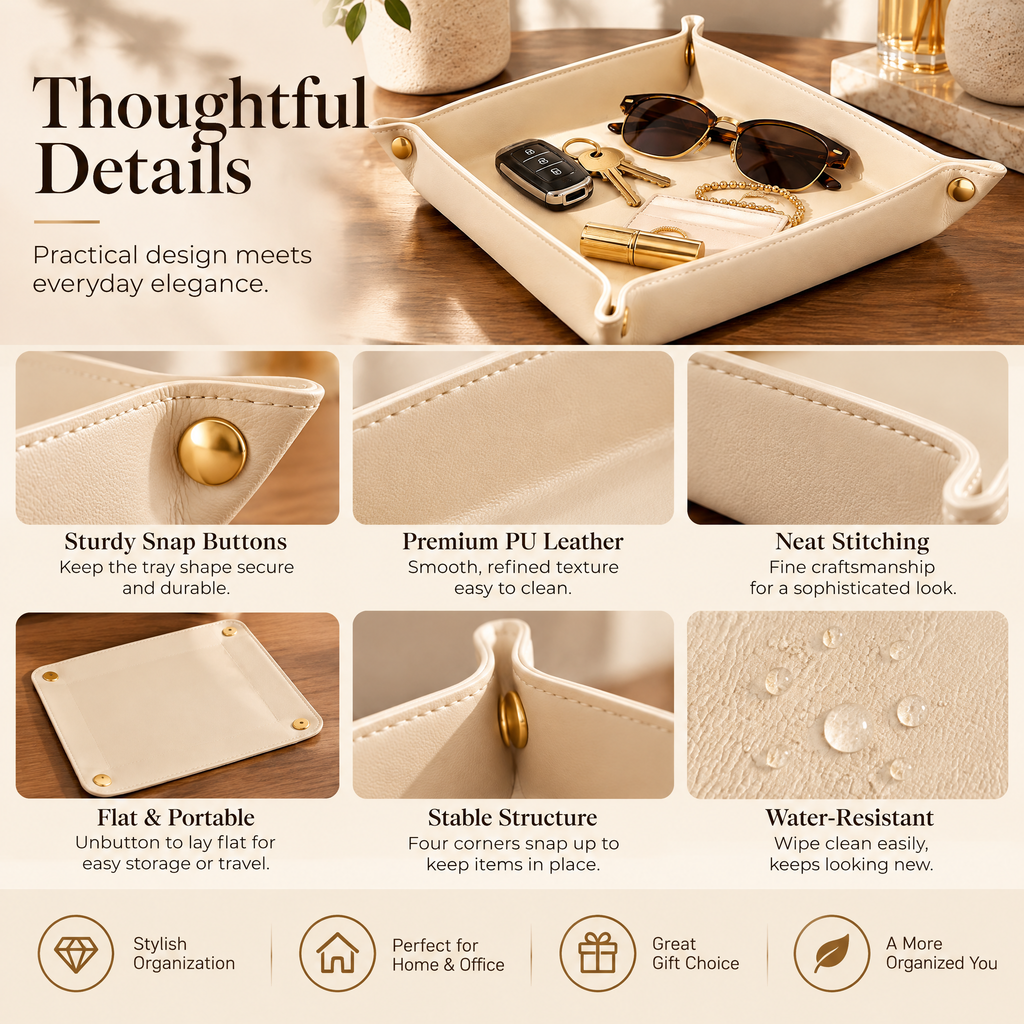 Kaeiya™ Faux Leather Catchall Tray — styled setting