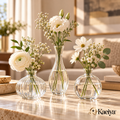 Kaeiya™ Clear Glass Bud Vase Trio — branded hero