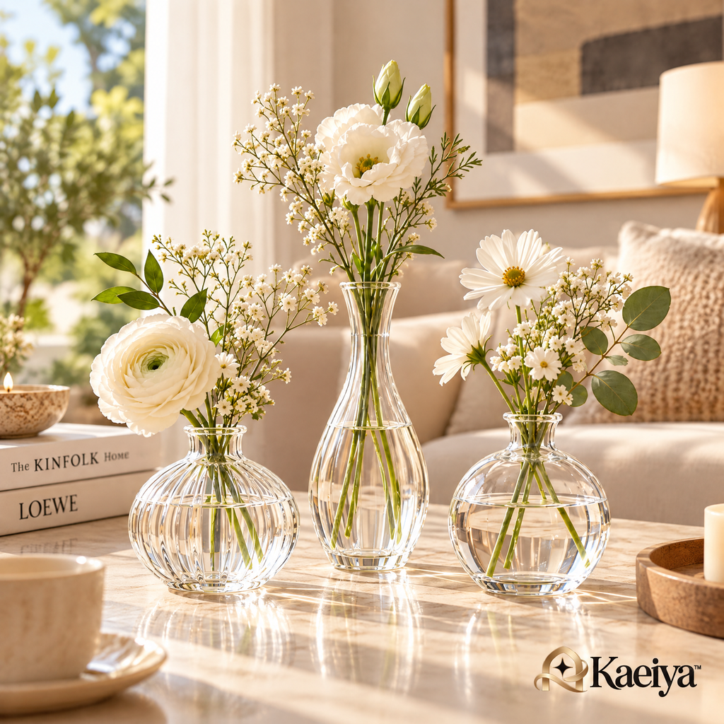 Kaeiya™ Clear Glass Bud Vase Trio — feature details